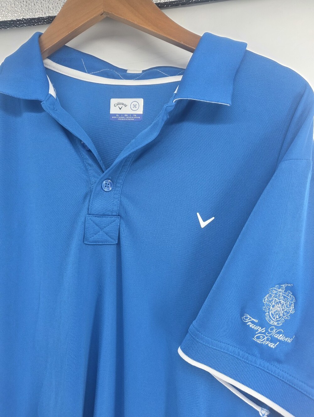 Callaway Trump National Doral Opti-Dri Golf Polo Shirt XL Blue White  Stretch